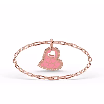 Cherish Pink Lab Pavé Heart Bracelet