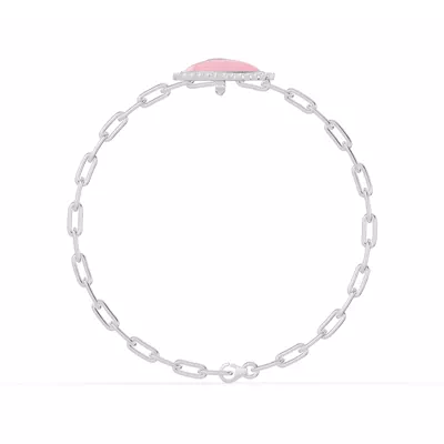 Cherish Pink Lab Pavé Heart Bracelet