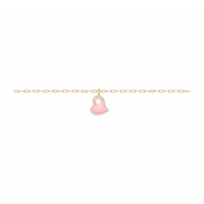 Cherish Pink Lab Pavé Heart Bracelet