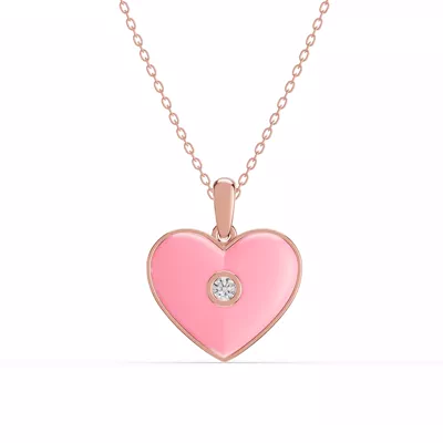 Devotion Pink Heart Bezel Lab Diamond Necklace