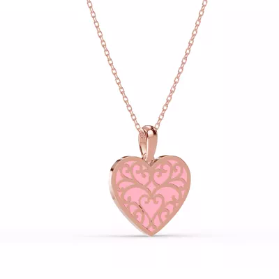 Devotion Pink Heart Bezel Lab Diamond Necklace