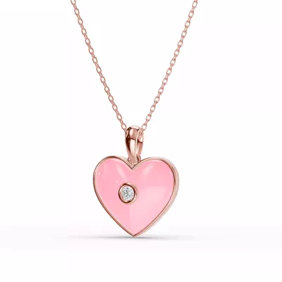 Devotion Pink Heart Bezel Lab Diamond Necklace