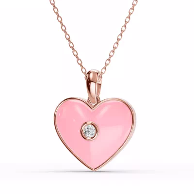 Devotion Pink Heart Bezel Lab Diamond Necklace