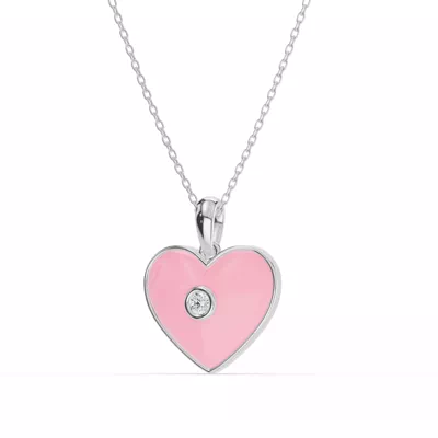 Devotion Pink Heart Bezel Lab Diamond Necklace
