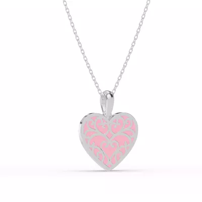Devotion Pink Heart Bezel Diamond Necklace