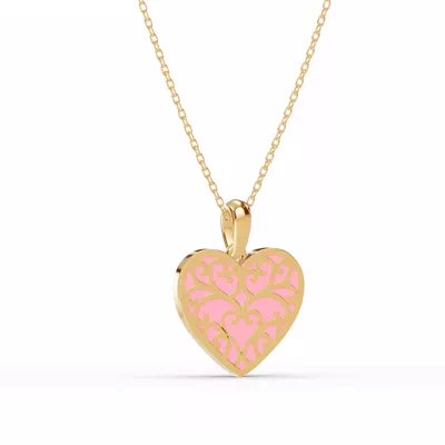 Devotion Pink Heart Bezel Lab Diamond Necklace
