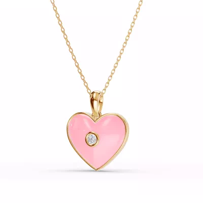 Devotion Pink Heart Bezel Lab Diamond Necklace