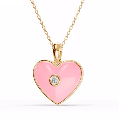 Devotion Pink Heart Bezel Lab Diamond Necklace