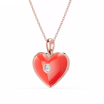 Devotion Red Heart Bezel Diamond Necklace