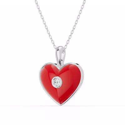 Devotion Red Heart Bezel Lab Diamond Necklace