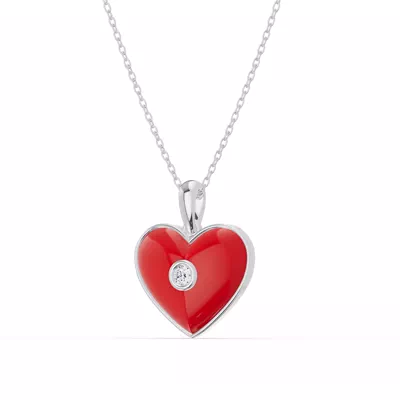 Devotion Red Heart Bezel Diamond Necklace