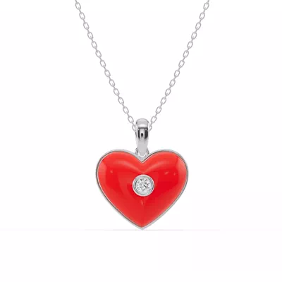 Devotion Red Heart Bezel Diamond Necklace