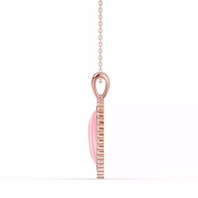 Forever Pink Heart Halo Lab Diamond Necklace