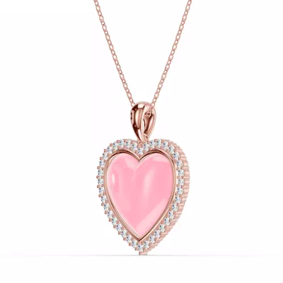 Forever Pink Heart Halo Lab Diamond Necklace