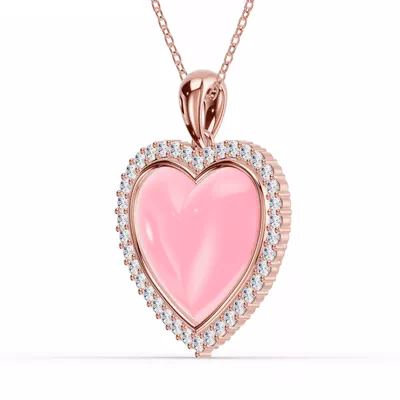Forever Pink Heart Halo Lab Diamond Necklace