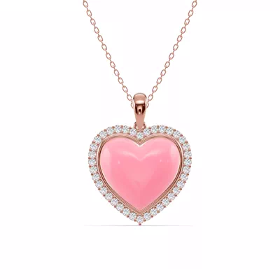 Forever Pink Heart Halo Diamond Necklace
