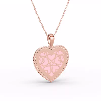 Forever Pink Heart Halo Diamond Necklace