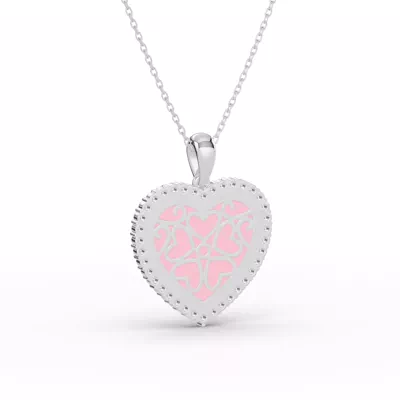 Forever Pink Heart Halo Diamond Necklace