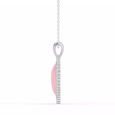 Forever Pink Heart Halo Diamond Necklace