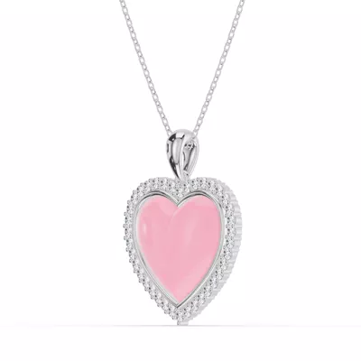Forever Pink Heart Halo Diamond Necklace
