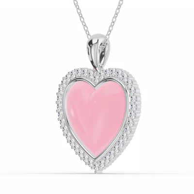 Forever Pink Heart Halo Diamond Necklace