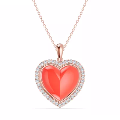 Forever Red Heart Halo Lab Diamond Necklace