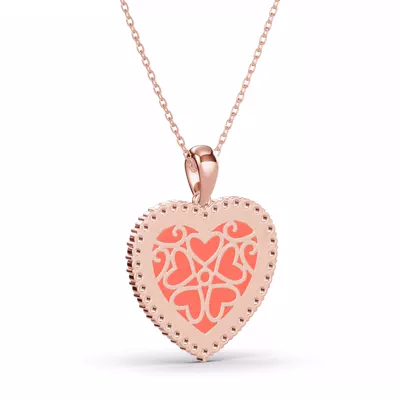 Forever Red Heart Halo Lab Diamond Necklace