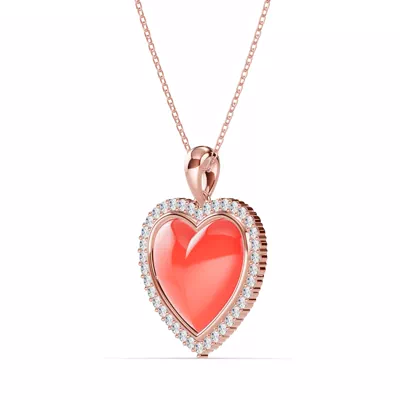 Forever Red Heart Halo Lab Diamond Necklace