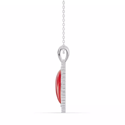 Forever Red Heart Halo Diamond Necklace