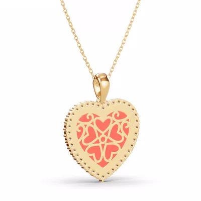Forever Red Heart Halo Lab Diamond Necklace