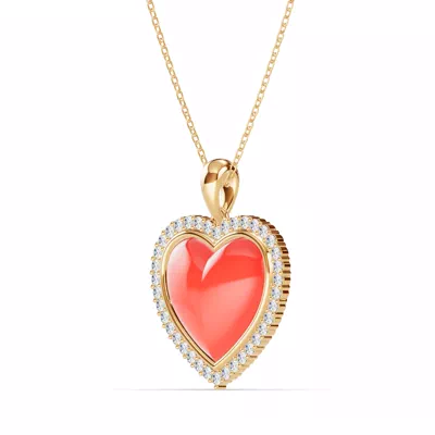 Forever Red Heart Halo Lab Diamond Necklace