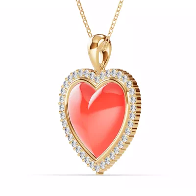 Forever Red Heart Halo Lab Diamond Necklace