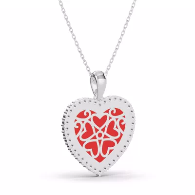 Forever Red Heart Halo Lab Diamond Necklace