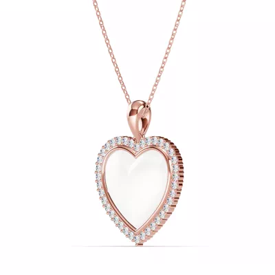 Forever White Heart Halo Lab Diamond Necklace