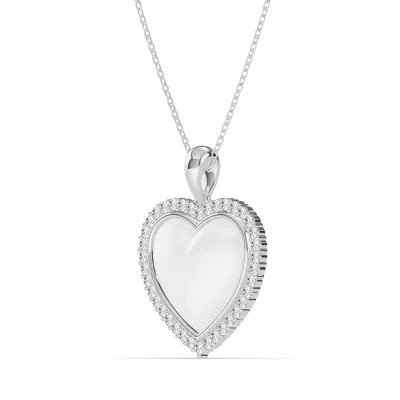 Forever White Heart Halo Diamond Necklace