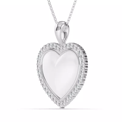 Forever White Heart Halo Diamond Necklace