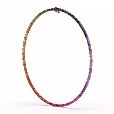 Rainbow Sapphire Tennis Necklace (19 ct. tw.)