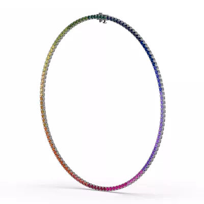 Rainbow Sapphire Tennis Necklace (19 ct. tw.)