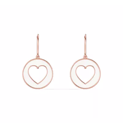 White Ceramic Open-Heart Lab Pavé Drop Earrings