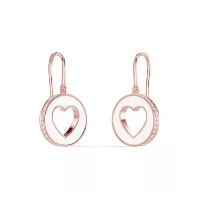 White Ceramic Open-Heart Lab Pavé Drop Earrings