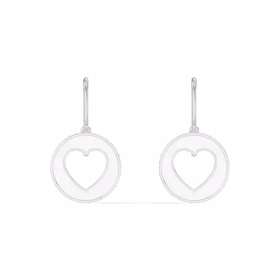White Ceramic Open-Heart Pavé Drop Earrings