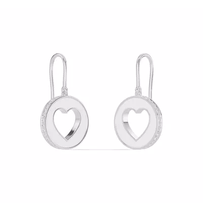 White Ceramic Open-Heart Pavé Drop Earrings