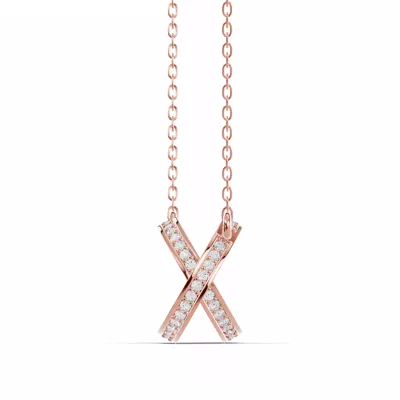 Pink Ceramic Interlocking Hearts Lab Pavé Necklace