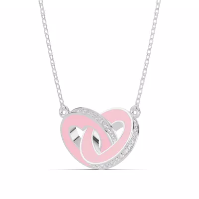 Pink Ceramic Interlocking Hearts Lab Pavé Necklace