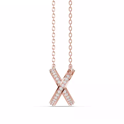Red Ceramic Interlocking Hearts Lab Pavé Necklace