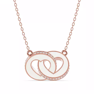 White Ceramic Interlocking Hearts Pavé Necklace