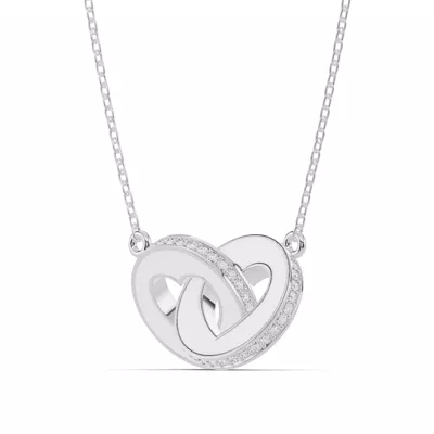 White Ceramic Interlocking Hearts Lab Pavé Necklace