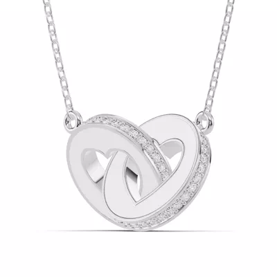 White Ceramic Interlocking Hearts Lab Pavé Necklace