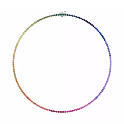 Rainbow Sapphire Tennis Necklace (9 ct. tw.)