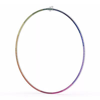 Rainbow Sapphire Tennis Necklace (9 ct. tw.)
